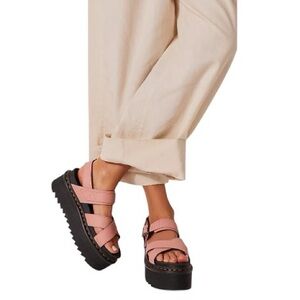Dr. Martens Voss II Athena Pink Leather Strap Platform Sandals - Women's size 9